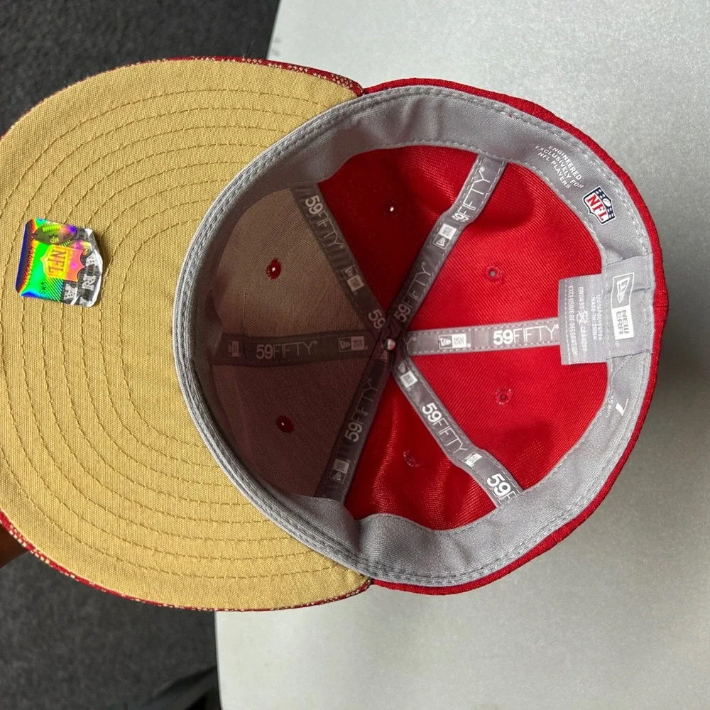 San Francisco 49ers NFL New Era 59FIFTY Fitted‎ Hat Red Gold Sz 7 Kids